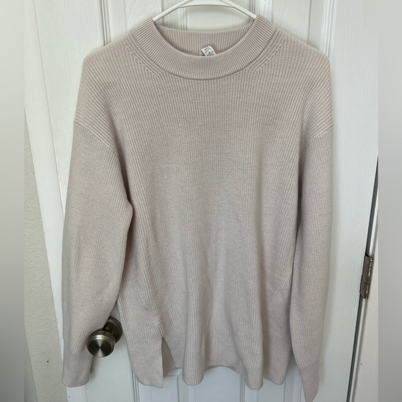 LULULEMON Merino Wool-Blend Ribbed Crewneck Sweater White Opal Size 4 - Picture 1 of 11